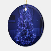 Blauwe kerstboomverlichting keramisch ornament (Links)