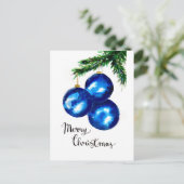 Blauwe kerstboomversieringen briefkaart (Staand voorkant)