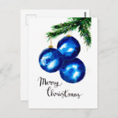Blauwe kerstboomversieringen briefkaart (Voorkant / Achterkant)