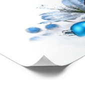 blauwe kerstbulten poster (Hoek)
