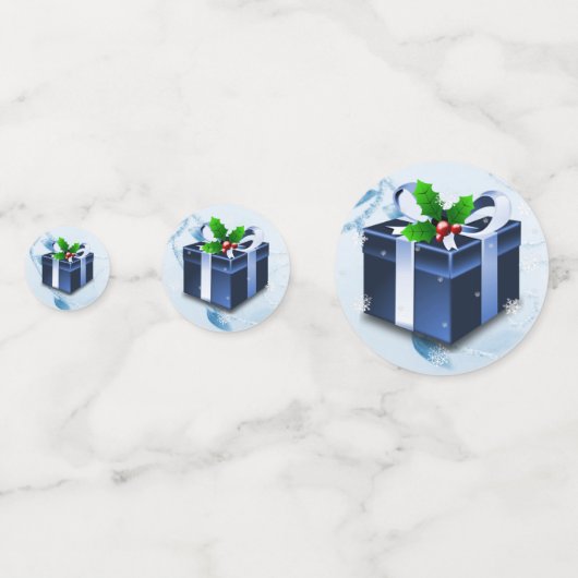 Blauwe kerstcadeau-Confetti Confetti (Voorkanten)