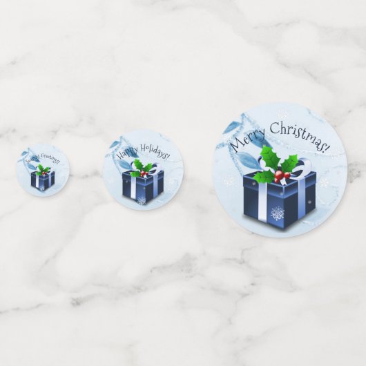 Blauwe kerstcadeau-Confetti Confetti (Achterkanten)