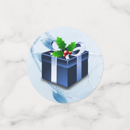 Blauwe kerstcadeau-Confetti Confetti (Kleine voorkant)