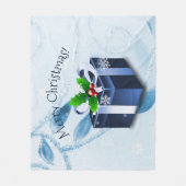 Blauwe kerstcadeau fleece deken (Voorkant)