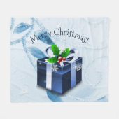 Blauwe kerstcadeau fleece deken (Voorkant (Horizontaal))