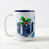 Blauwe kerstcadeau-Mok Tweekleurige Koffiemok (Links)