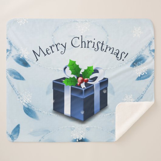 Blauwe kerstcadeau Sherpa Blanket Sherpa Deken (Voorkant (horizontaal))
