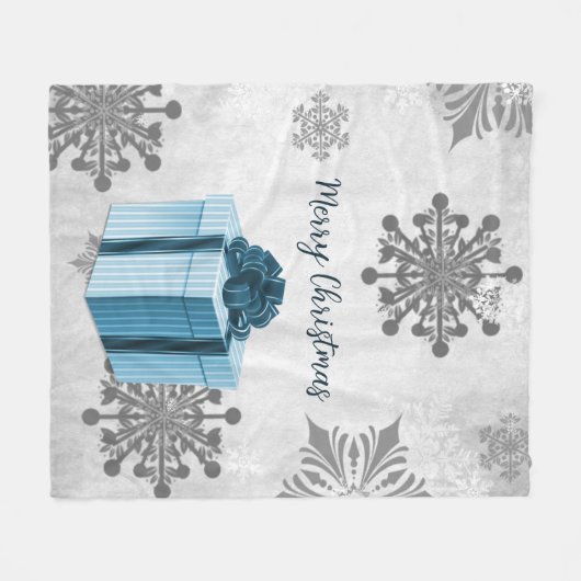 Blauwe kerstcadeau voor feestdag fleece deken (Voorkant (Horizontaal))