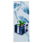 Blauwe kerstcadeau voor wijn cadeautas (Achterkant)