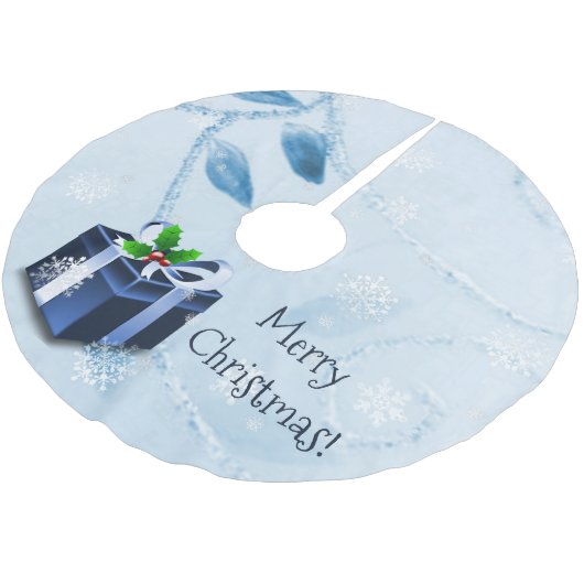 Blauwe kerstcadeauboom kerstboom rok (Gekanteld)