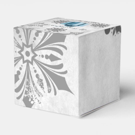 Blauwe kerstcadeaudoos bedankdoosjes (Achterkant)