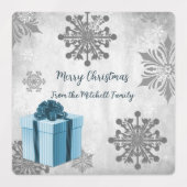 Blauwe kerstcadeaus voor feestdagen labels (Design 1)