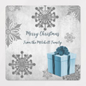 Blauwe kerstcadeaus voor feestdagen labels (Design 2)