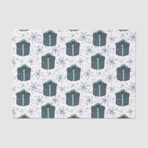 Blauwe kerstcadeautjes tissuepapier