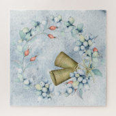 Blauwe kerstcellen Elegant  Rustic Legpuzzel (Horizontaal)