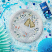 Blauwe kerstcellen Elegant  Rustic Papieren Bordje (Feest)