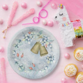 Blauwe kerstcellen Elegant  Rustic Papieren Bordje (Feest)