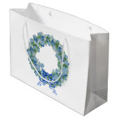 Blauwe kerstChinoiserie Wreated tas Groot Cadeauzakje (Achterkant Gekanteld)