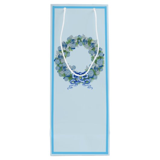 Blauwe kerstChinoiserie Wreatwine Bag tas Wijn Cadeautas (Achterkant)