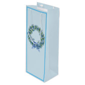 Blauwe kerstChinoiserie Wreatwine Bag tas Wijn Cadeautas (Voorkant Gekanteld)
