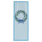 Blauwe kerstChinoiserie Wreatwine Bag tas Wijn Cadeautas (Voorkant)