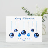 Blauwe kerstdecoratie blauw fotoplatte kaart (Staand voorkant)