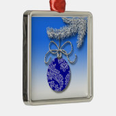 Blauwe kerstdecoratie Evergreen Tree Branch Metalen Ornament (Rechts)