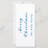 Blauwe kerstdecoratie-ornamenten met tekst (Achterkant)