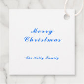 Blauwe kerstdecoratie-ornamenten met tekst bedankjes labels (Achterkant)