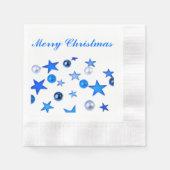 Blauwe kerstdecoratie-ornamenten met tekst servet (Voorkant)