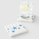 Blauwe kerstdecoraties stenen onderzetter (Zijkant)