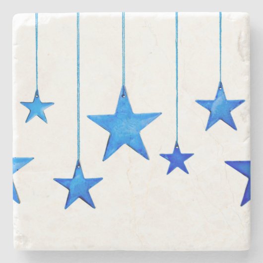 Blauwe kerstdecoraties stenen onderzetter (Voorkant)