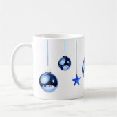 Blauwe kerstdecorfballetfoto koffiemok (Links)