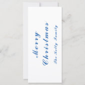 Blauwe kerstdecorpels foto met tekst (Achterkant)