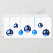 Blauwe kerstdecorpels foto met tekst (Voorkant)