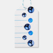 Blauwe kerstdecorpels foto met tekst cadeaulabel (Voorkant)