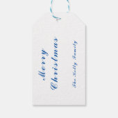 Blauwe kerstdecorpels foto met tekst cadeaulabel (Achterkant)