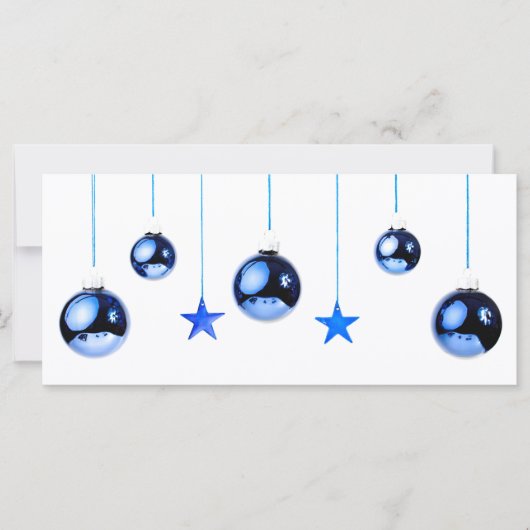 Blauwe kerstdecortballen met tekst (Voorkant)