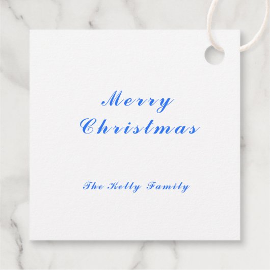 Blauwe kerstdecortballen met tekst bedankjes labels (Achterkant)