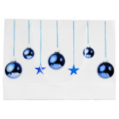 Blauwe kerstdecortballen met tekst groot cadeauzakje (Achterkant)
