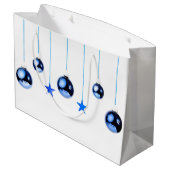 Blauwe kerstdecortballen met tekst groot cadeauzakje (Achterkant Gekanteld)