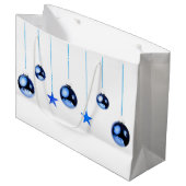 Blauwe kerstdecortballen met tekst groot cadeauzakje (Voorkant Gekanteld)