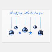 Blauwe kerstdecortballen met tekst inpakpapier vel (Voorkant 3)