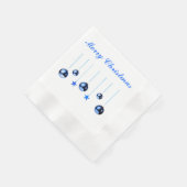 Blauwe kerstdecortballen met tekst servet (Hoek)