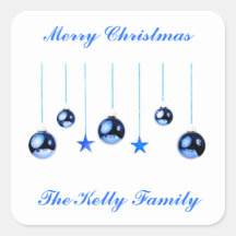 Blauwe kerstdecortballen met tekst