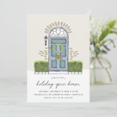 Blauwe kerstdeur | Holiday Open House Kaart (Staand voorkant)