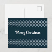 Blauwe kerstembroidery nordic knitwear briefkaart (Voorkant / Achterkant)