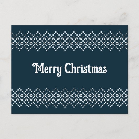 Blauwe kerstembroidery nordic knitwear briefkaart (Voorkant)