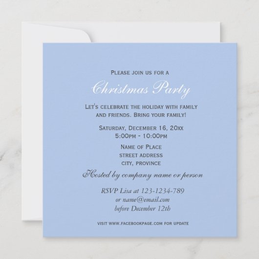 Blauwe kerstfeestdag afbeelding kaart (Voorkant)