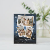Blauwe kerstfeestdag Foto Briefkaarten (Staand voorkant)